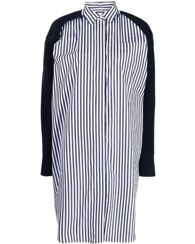 Sacai Striped Shirt Mini Dress - Blue