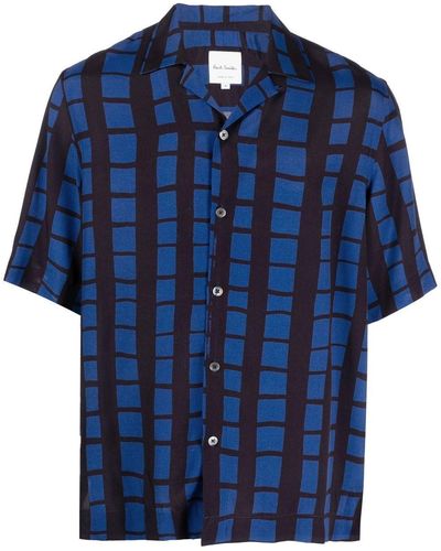 Paul Smith Printed Short Sleeve Shirt - Blue