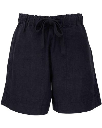 Vince Drawstring-waistband Linen Shorts - Blue