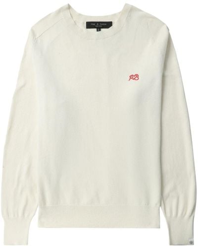 Rag & Bone Logo-embroidered Cotton Sweatshirt - White