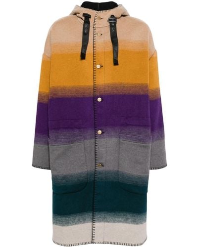 Roberto Cavalli Blanket Stitched Colour-block Coat - Purple