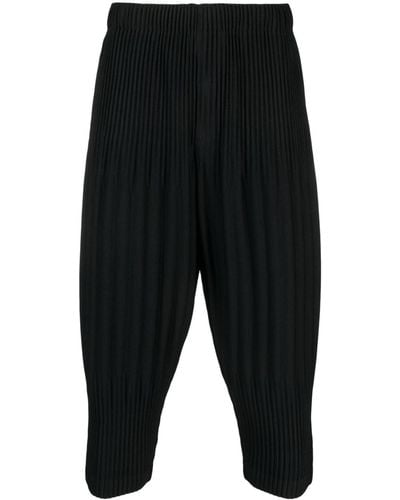 Homme Plissé Issey Miyake Pleated Tapered Cropped Pants - Black