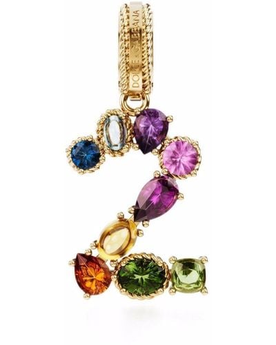Dolce & Gabbana 18kt Yellow Gold Number 2 Gemstone Pendant - Metallic