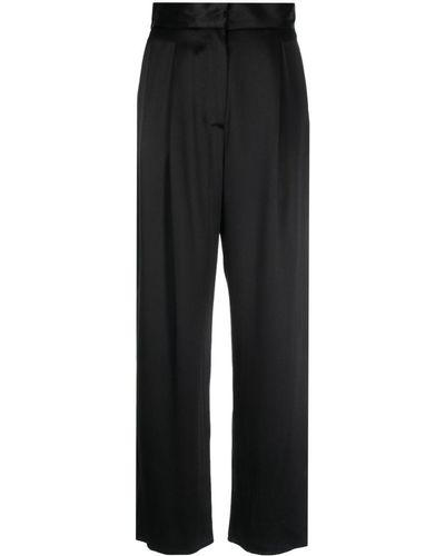 Dusan High-waisted Silk Trousers - Black