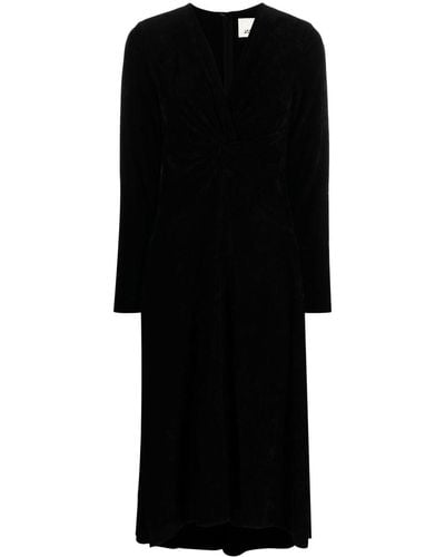 Isabel Marant Long-sleeved V-neck Midi Dress - Black