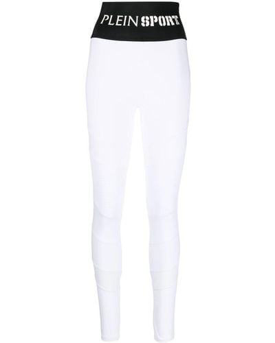 Philipp Plein Logo-waistband High-waisted leggings - White