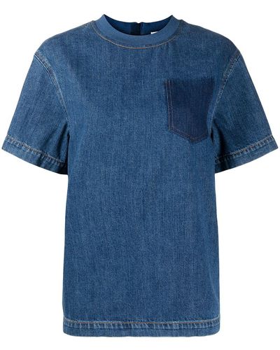 Alexander McQueen オーバーサイズ デニム Tシャツ - ブルー