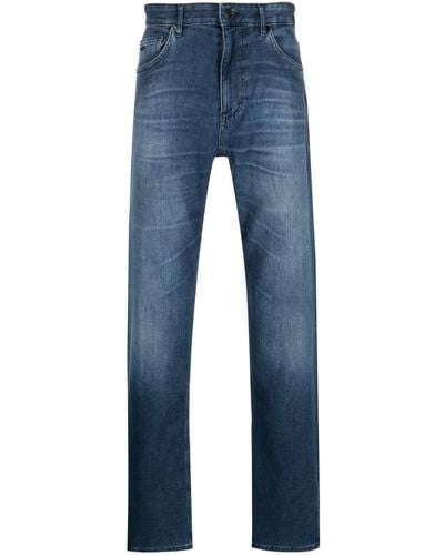 BOSS Straight-Leg-Jeans mit Logo-Patch - Blau