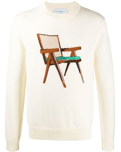 Casablancabrand Intarsien-Pullover mit Stuhl - Mehrfarbig