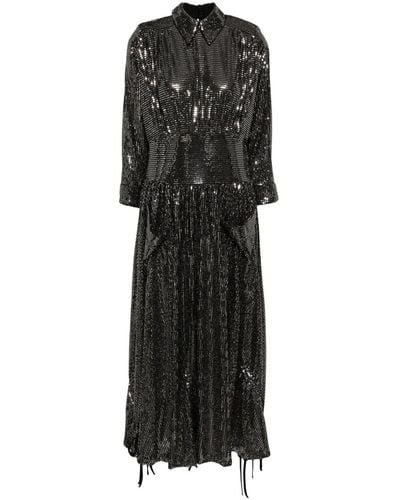 BATSHEVA Goldie Sequin-embellished Maxi Shirtdress - Black