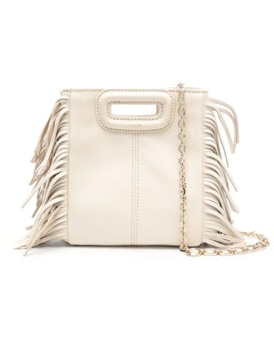 Maje Small M Fringed Leather Bag - Natural
