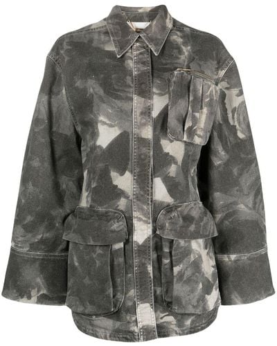 Blumarine Jean Camouflage-print Jacket - Grey