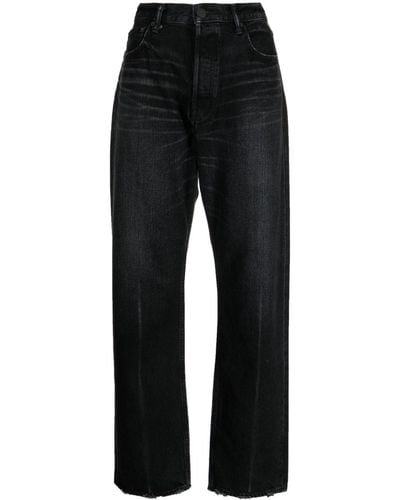 Moussy Weite Jeans mit Logo-Patch - Schwarz
