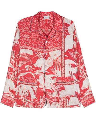Pierre Louis Mascia Floral-print silk shirt - Rojo