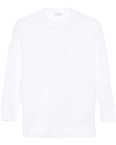 Peserico Gestrickter Pullover mit Pailletten - Weiß