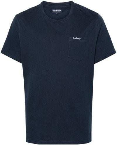 Barbour Logo-embroidered Cotton T-shirt - Blue