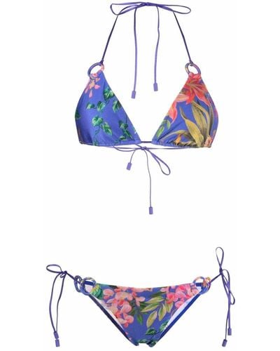 Zimmermann Bikini mit Blumen-Print - Blau