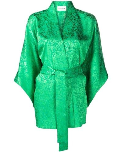 P.A.R.O.S.H. Veste d'inspiration kimono à fleurs - Vert
