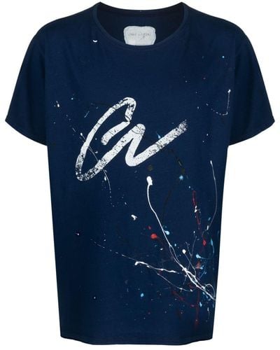 Greg Lauren T-shirt en coton à logo imprimé - Bleu
