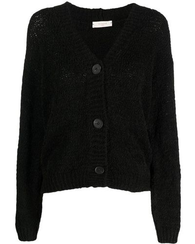 Zanone V-neck Flocked-knit Cardigan - Black