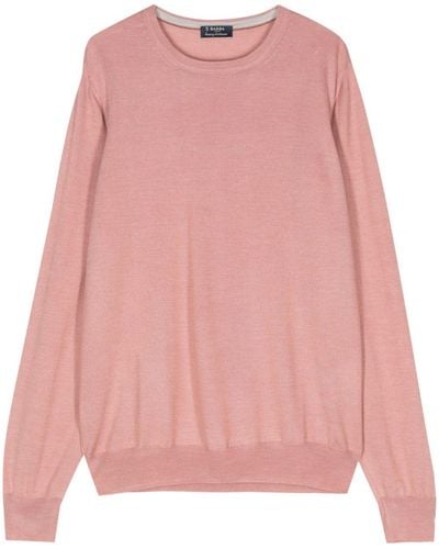 Barba Napoli Fine-knit Virgin Wool Silk Sweater - Pink