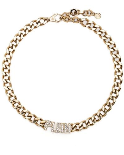 Philipp Plein Embellished-logo Chain Necklace - Metallic