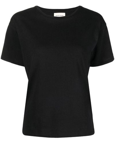 Loulou Studio T-Shirt mit tiefen Schultern - Schwarz