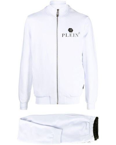 Philipp Plein Survêtement à plaque logo - Blanc
