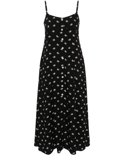 A.P.C. Vestido midi Malibu estampado - Negro