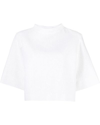 Paule Ka Mock-neck Cotton-blend T-shirt - White