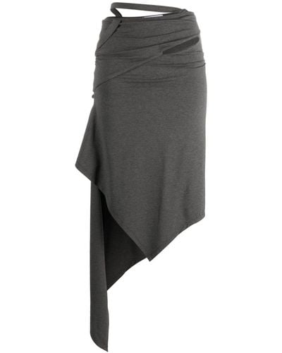 The Attico Asymmetric Midi Skirt - Black