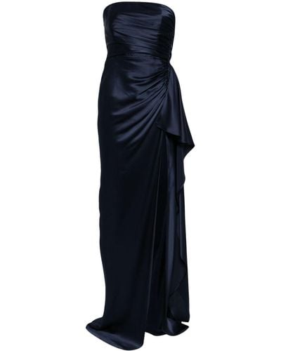 Michelle Mason Gerafftes Abendkleid aus Seide - Blau
