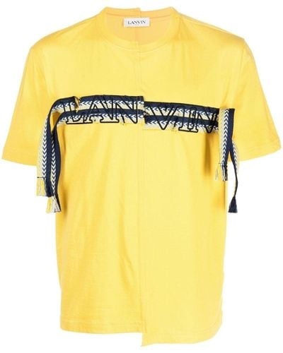 Lanvin Embroidered-logo Cotton T-shirt - Yellow