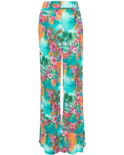 Roberto Cavalli High-waist Palazzo Crepe Trousers - Blue