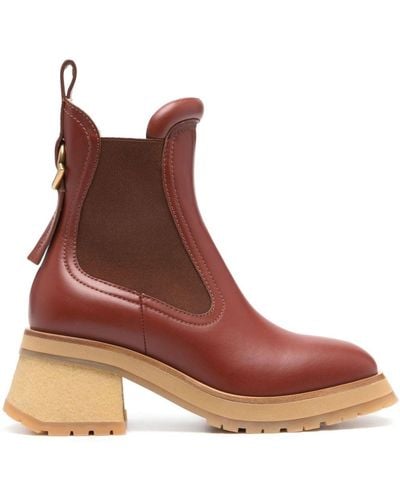 Moncler Gigi 70Mm Leather Chelsea Boots - Brown