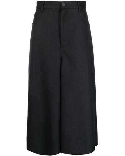 Balenciaga Wide-leg Cropped Trousers - Black