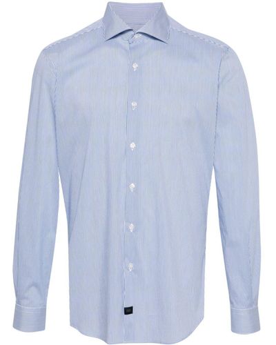 Fay Striped Poplin Shirt - Blue