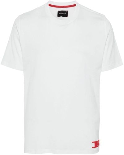 Kiton Flocked-logo cotton T-shirt - Blanc