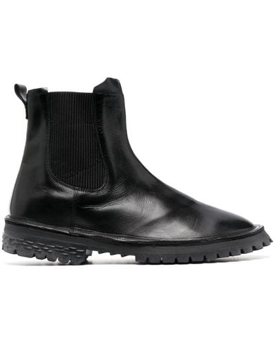 Moma Elasticated-side-panels Leather Boots - Black