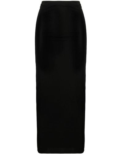 Louisa Ballou Strapless Mesh Midi Dress - Black