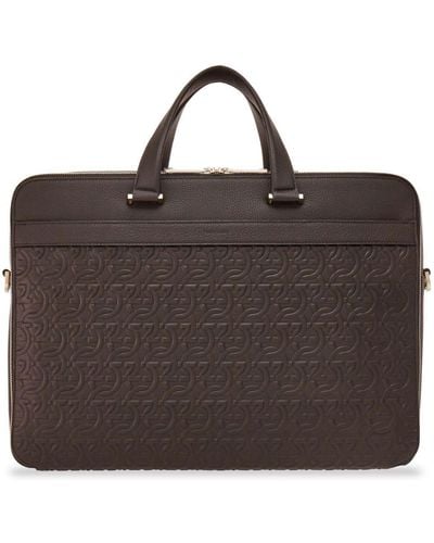 Ferragamo Gancini Zipped Briefcase - Brown