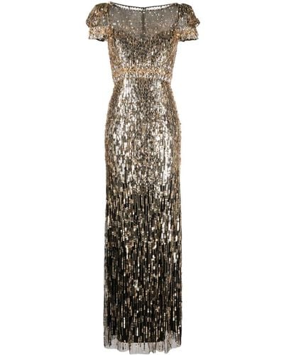 Jenny Packham Sungem Sequin-embellished Dress - Metallic