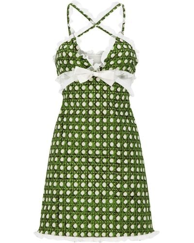 Giambattista Valli Polka-dot Bow-detail Dress - Green