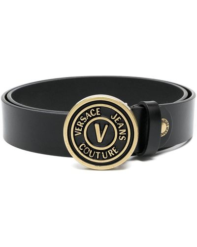 Versace Jeans Couture ロゴバックル レザーベルト - ブラック