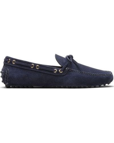 Car Shoe Bow-detail Suede Boat Shoes - Blue