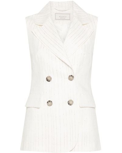 Peserico Sequinned Pinstripe Waistcoat - White