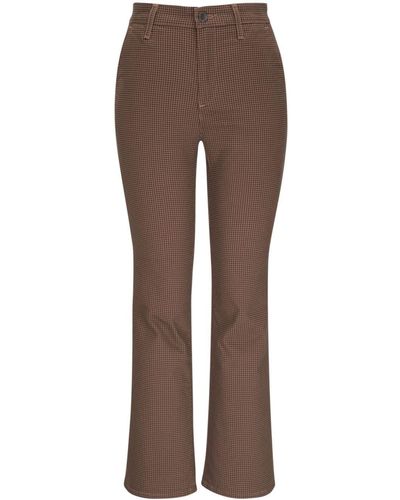 AG Jeans Mini Check-pattern Cotton Pants - Brown
