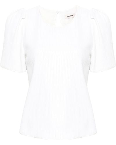 Zadig & Voltaire T-Shirt mit Pailletten - Weiß