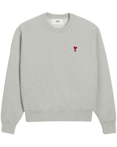 Ami Paris Ami De Coeur Organic-Cotton Sweatshirt - Grey