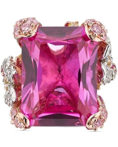 Anabela Chan 18kt Rose Cinderella Goldring mit Diamanten und Saphir - Pink